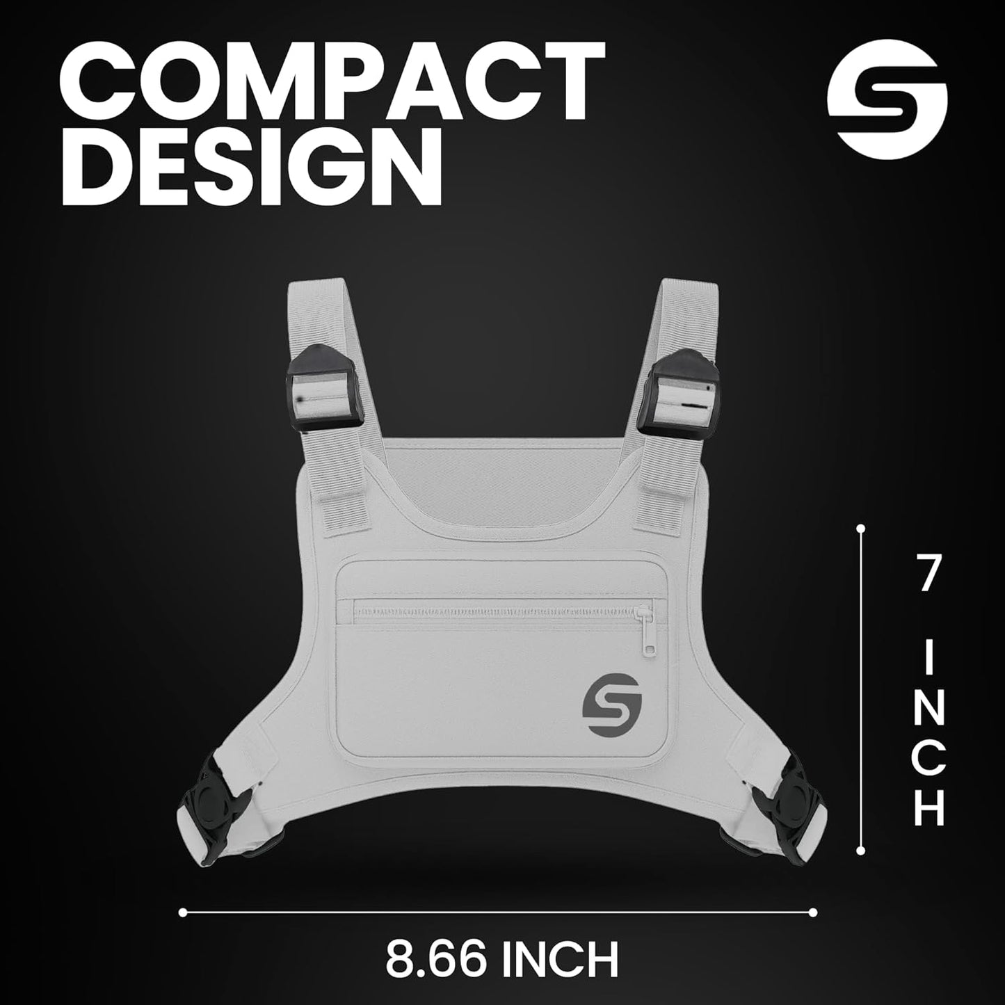 Skiennix Running Chest Pack - Water-Resistant & Adjustable with Collapsible Water Bottle | Reflective Design for Cycling & Hiking
