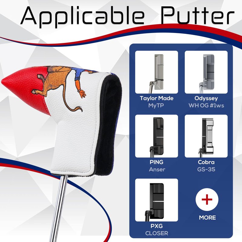 LZFAN Golf Club Covers 3 PCS Or 1PC, Golf Club Head Covers for Woods and Drivers Fairway Hybrid, Golf Head Covers Fit Most Golf Clubs Golf Headcovers Set Texas Punch (Heel Shaft Putter)