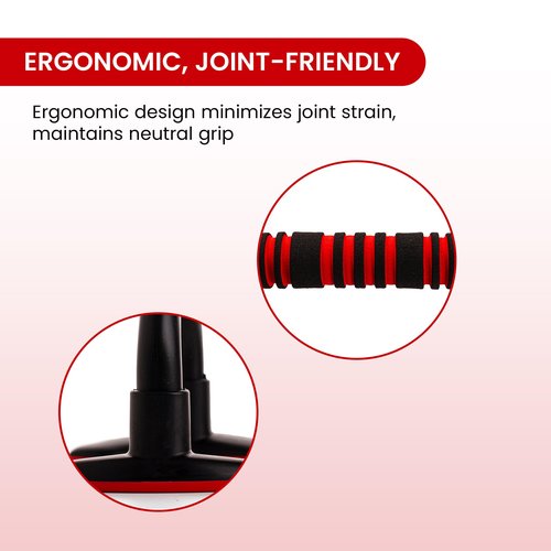 Endless EL1042 Push Up Stands With Foam Handle | Material: Steel, Plastic | For Upper Body Workouts | Comfortable Foam Grip | Non-Slip Bars and Less Wrist Strain | Color: Black-Red