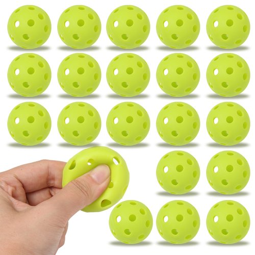 Avesfer 6/20/40 PCS Mini Pickleballs (Diameter 42mm) Soft Eva Anti-Crack Hollow Quiet Training Pickle Balls Great for Pickleball Drills Green (20)