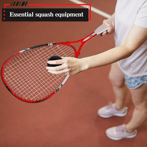 2 Pack Beginner Squash Racquet Set Includes Racquets with Racket Bags Anti Fog Goggles Cases Blue Dot Ball Indoor Gym Sports for Beginners Novice Training Recreational Play