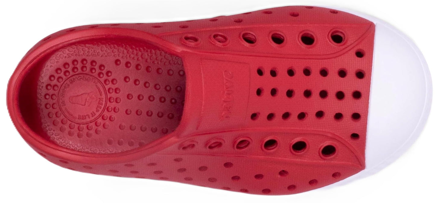 Native Shoes Unisex-Kids Jefferson Sneakers, Ruby Red/Shell White, 7 Toddler