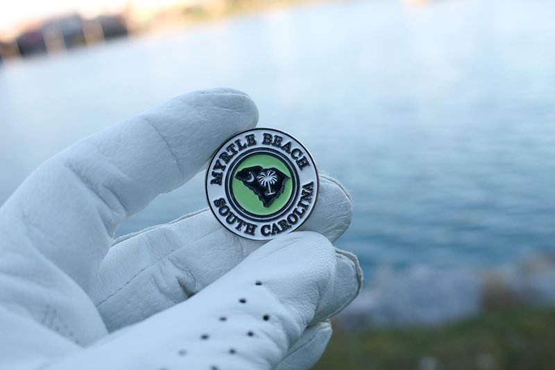 South Carolina Palmetto State, Myrtle Beach White Map Golf Ball Marker + Magnetic Hat Clip, Unique Golf Gift, The Perfect Gift for Your Favorite Golfer, Golf Accessories for Any Occasions