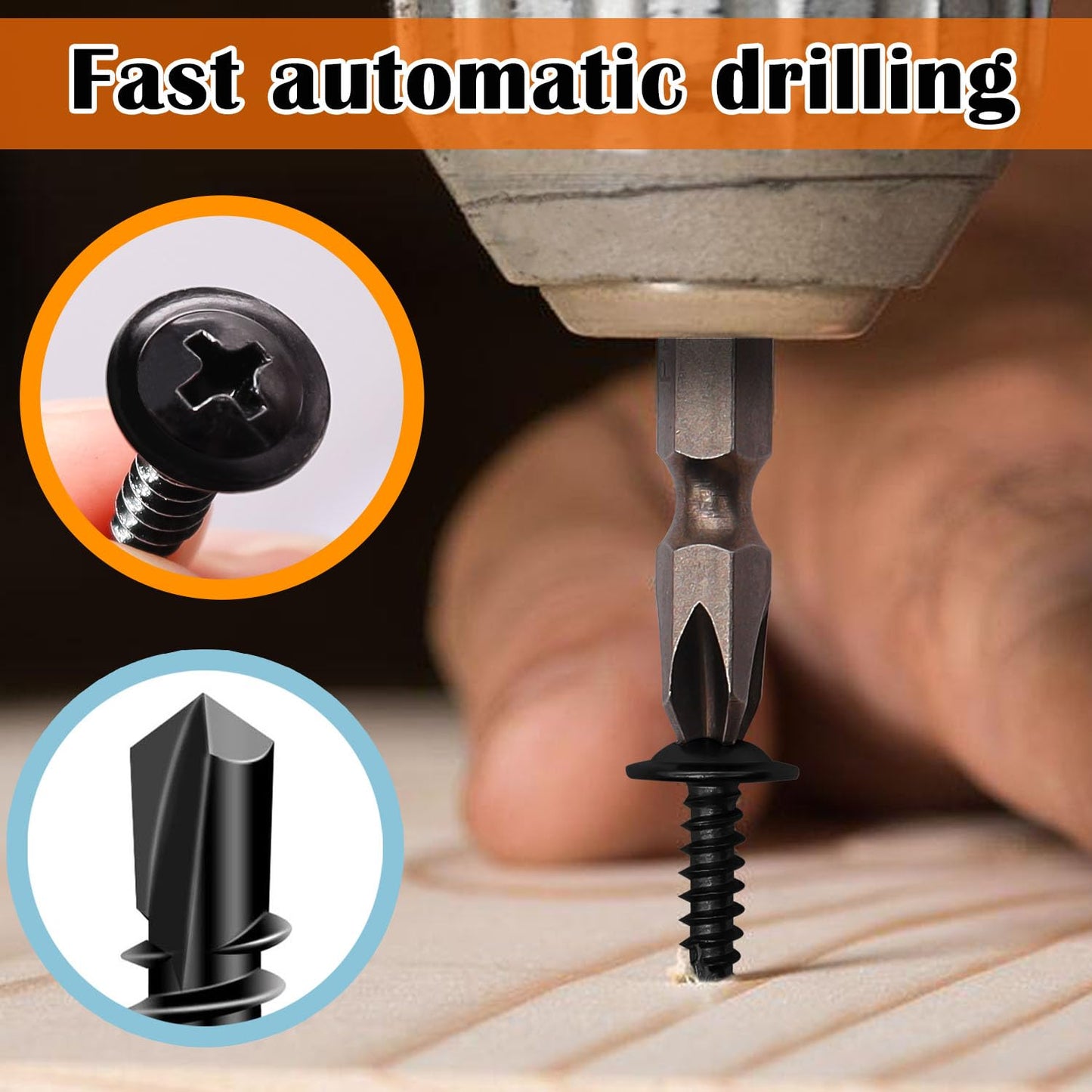 weideer 180pcs #8 Self Tapping Screws for Metal, Sheet Metal Screws, 410 Stainless Steel Black Oxide Truss Head Screws,Self Drilling Screws,Quick Tapping Screw 1/2" 5/8" 3/4" 1" 1-1/4" K-166