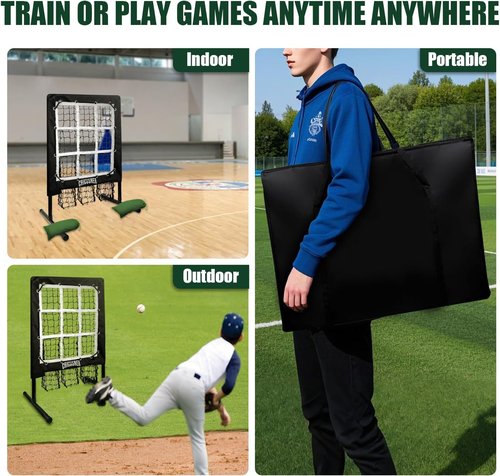 Heavy-Duty 9 Hole Pitching Net by [Brand Name] - Adjustable Training Equipment for Baseball & Softball Practice