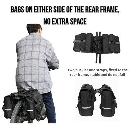 GlneYos Rear Bike Rack Bag Bicycle Ebike Saddle Bag Cycling Pannier Trunk waterproof Bicycle Rear Seat Bag with Reflector & Adjustable Orange