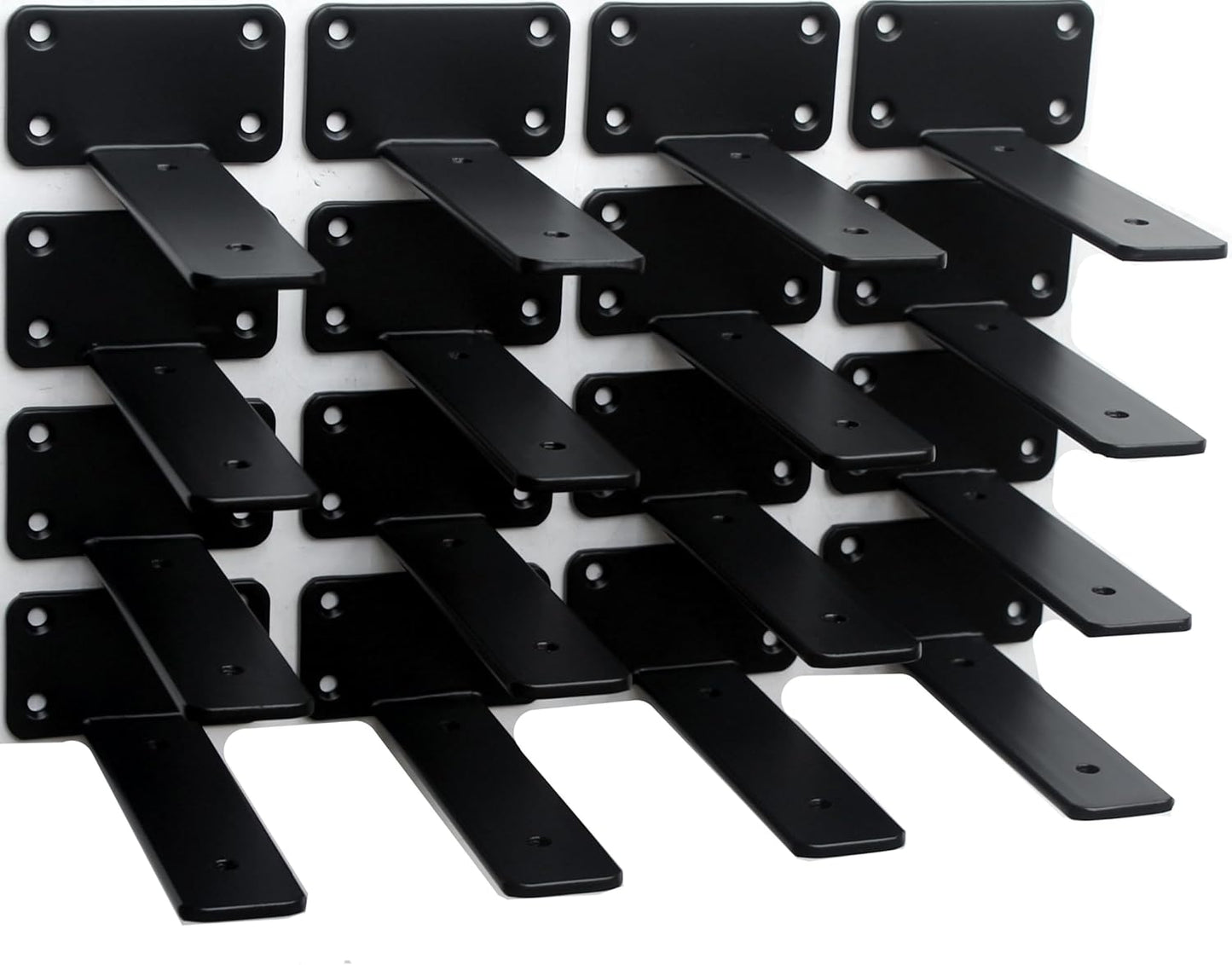 10-Inch Black Iron Floating Shelf Brackets - 12 Pack Rustic Industrial Support