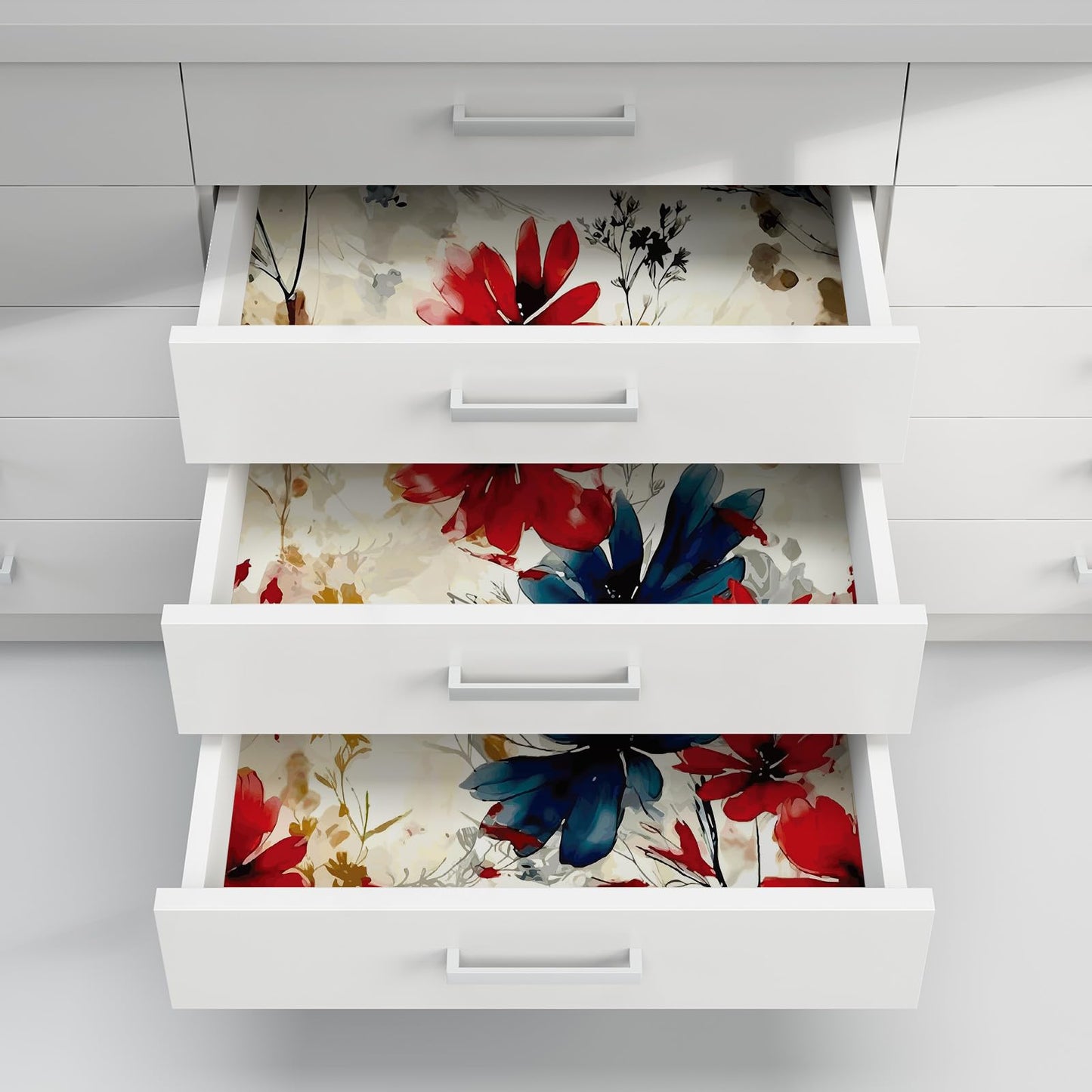 Akodm Large Red Floral Peel and Stick Wallpaper Vintage Removable Self-Adhesive Contact Paper Vinyl Thick Waterproof Renter Friendly Funky Flower Accent Wall for Bathroom 17.7"x70.8"