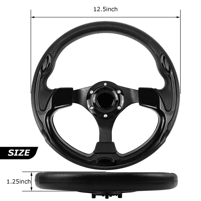 QYMOPAY Golf Cart Steering Wheel, Skid Steering Wheel, Universal Golf Cart for Club Car EZGO RXV and TXT, Yamaha, Precedent Tempo, DS