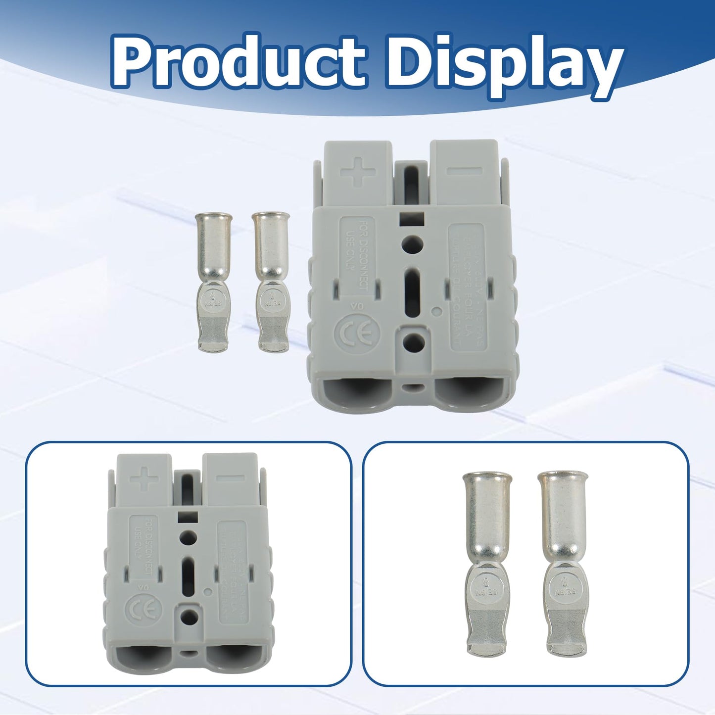 WFLNHB Gray Sb50 with 6G Contacts Cart Side Charger Plug Receptacle Replacement for EZGO 83-94