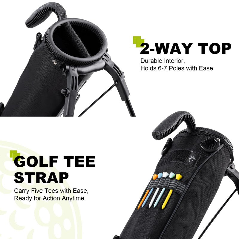 uniHimal Golf Lightweight Stand Carry Bag– Easy to Carry and Durable Pitch n Putt Golf Bag for The Driving Range, Par 3 and Executive Courses–31.5 inches Tall (Black)