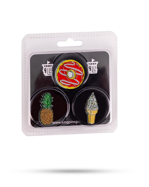 King Pins Golf Ball Marker 3 Pack - Premium Quality Golf Ball Markers. Enamel Paint & Unique Designs Stylish - Customize Your Game (Sweet Treat)