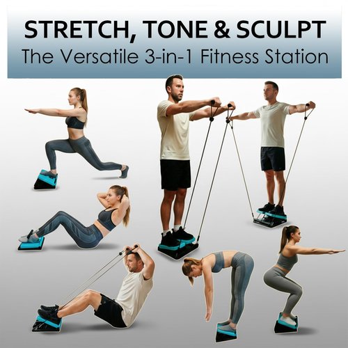 FALIIO Calf Stretch Board with Timer & Resistance Bands, 6-Level Adjustable Slant Board, 450 lb Weight Capacity, Includes Sit-Up Bar for Home Gym & Stretching