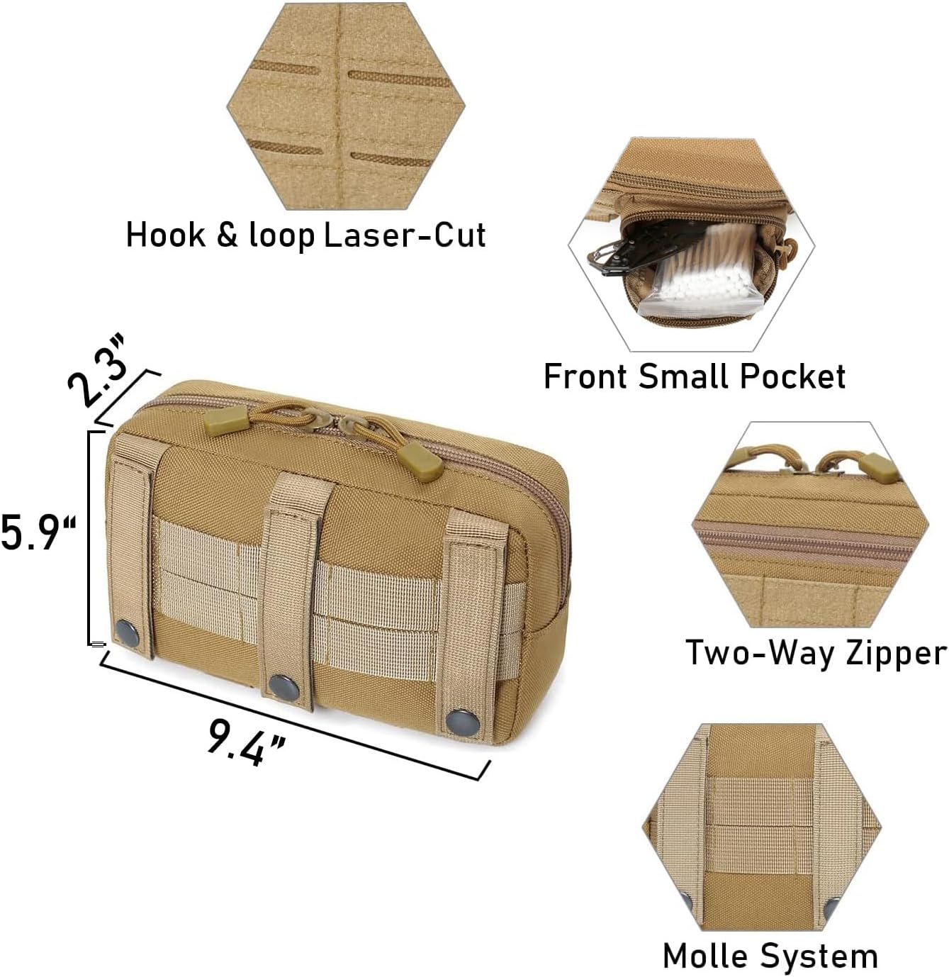 Skiennix Tactical Molle Horizontal Admin Pouch - EDC Utility Organizer Bag with Front Drawstring Pocket