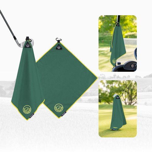 Stripebird - Magnetic Golf Towel (Green) - Microfiber Golf Towel with Built-in Ultra-Strong Neodymium Magnetic Towel - 18" x 18" Golf Bag Towel