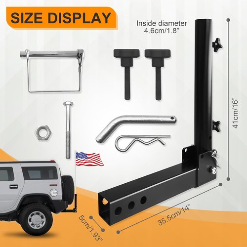 KAIRAY Foldable Hitch Mount Flagpole Holder - Universal Fit for 2-Inch Hitch Receivers | Ideal for Trucks, SUVs, RVs, and Pickups