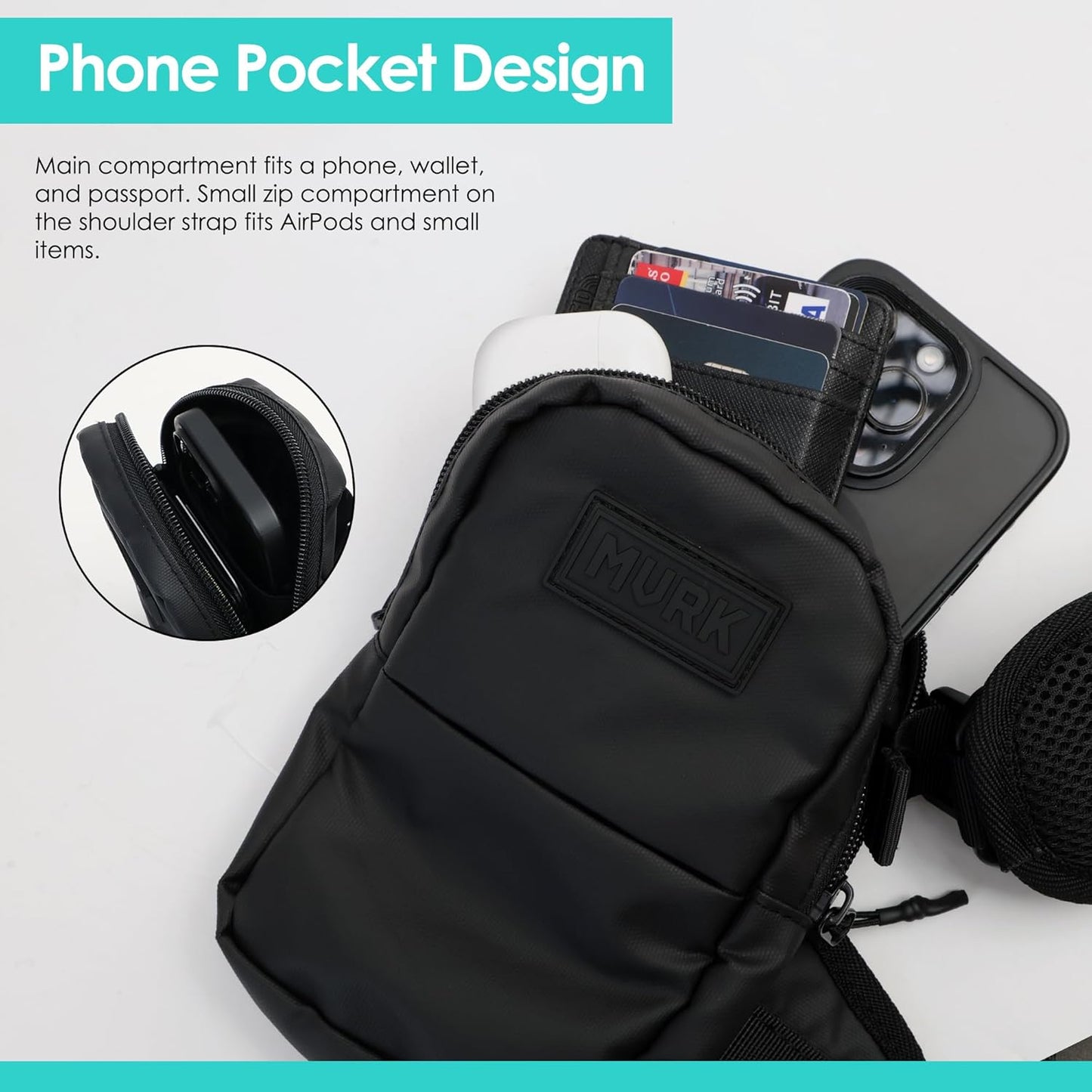 MVRK Waterproof Sling Bag - Versatile Crossbody Backpack with Keyholder for Hiking & Travel