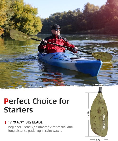 Abahub Adjustable Kayak Paddle - 210-250 cm Floating Oars for Boating & Canoeing - Black