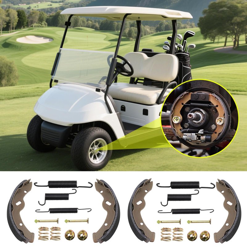 AIPSET Golf Cart Brake Shoes and Spring Kit Compatible with EZGO TXT & Medalist 1997-2008, Workhorse 1997-2012, Yamaha G14, G16,G19 1995-2002, Replace OEM# 27943G01, 70794G01, 70795G01
