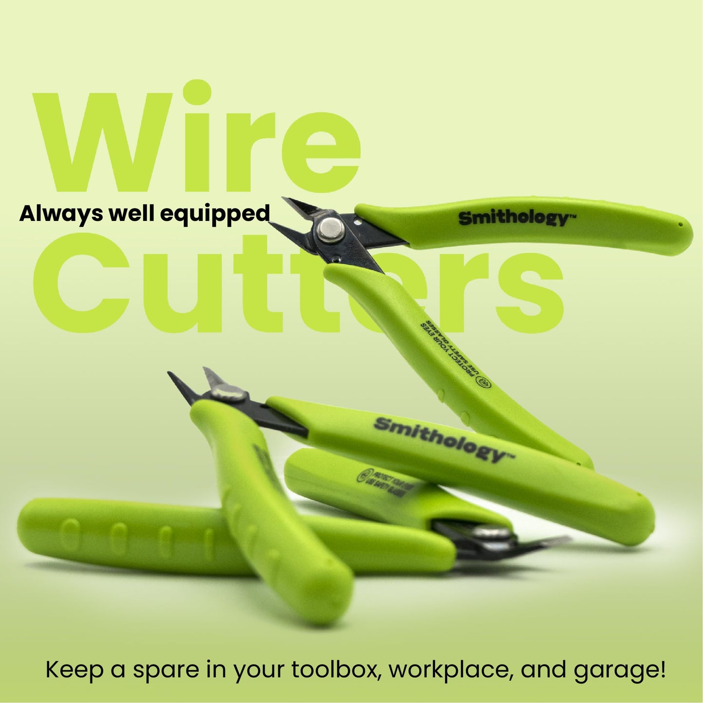 Smithology 4.8” Micro Flush Cutters 3PCS | Made from High Carbon Steel with Hidden Springback Design & Non-Slip Handles for Trimming Metal Wires, Zip Ties, Cables, Circuit Boards, & DIY Projects