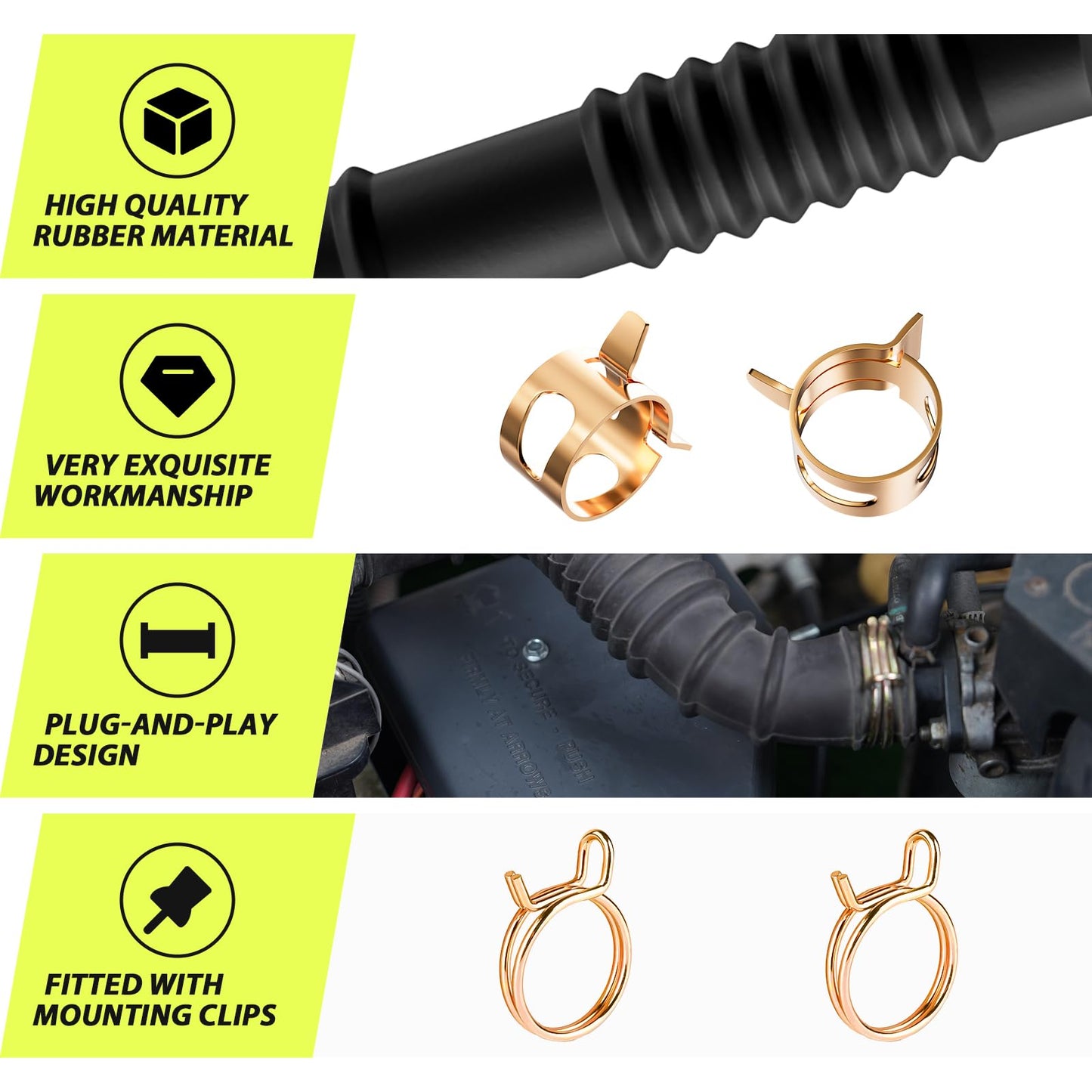 Panglong Club Car DS Gas Air Intake Hose, Suitable for 1998-UP Club Car DS Gas Golf Carts with Kawasaki Engine, OEM Reference #101837101, 101971301, 92059-2280, 1016572, 1017466