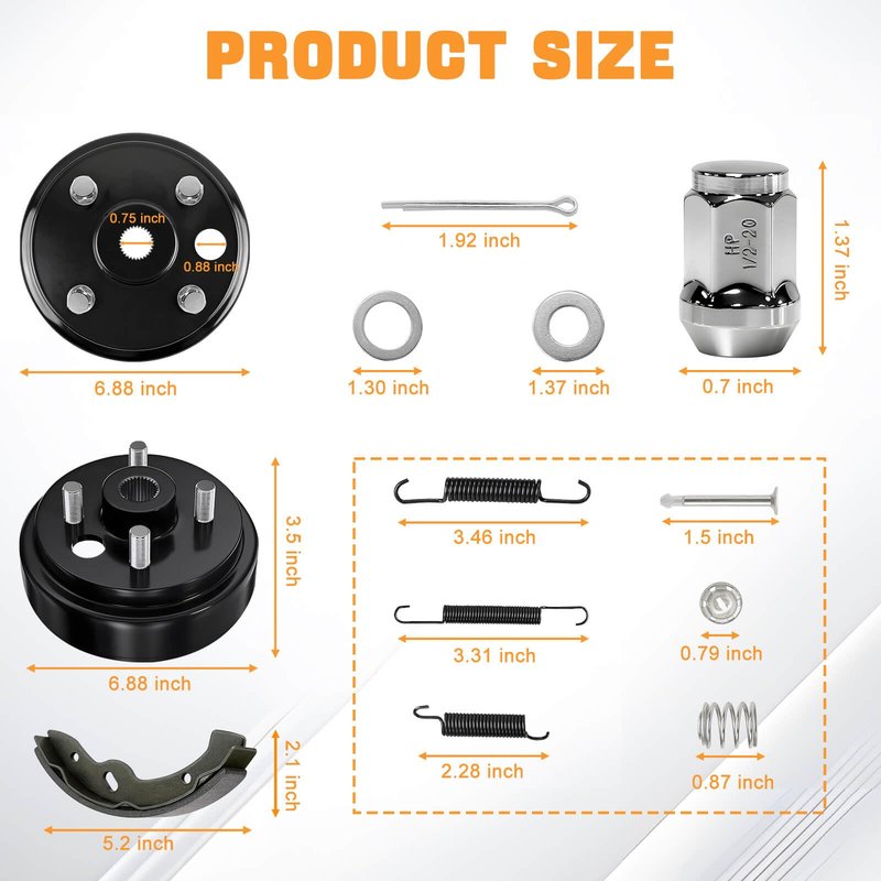 EZGO TXT Brake Hub Drum Maintenance Kit for 1997-2008 EZGO TXT Electric Vehicles, Includes Brake Drums Brake Shoes Spring Kits, OEM# 19186G1 70794G01 70795G01, Not Fit Gas Models