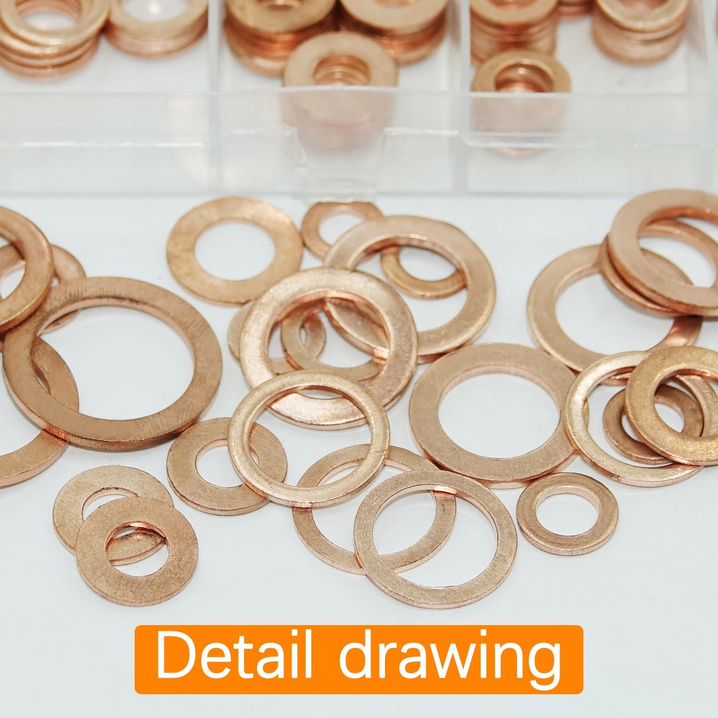 235 Pcs Copper Sealing Crush Metric Washer Assortment Kit Flat Ring Oil Drain Plug Seal Gasket Set Banjo Bolt Washer 10 Sizes M5 M6 M8 M10 M12 M14 M16 for Automotive Motorcycles