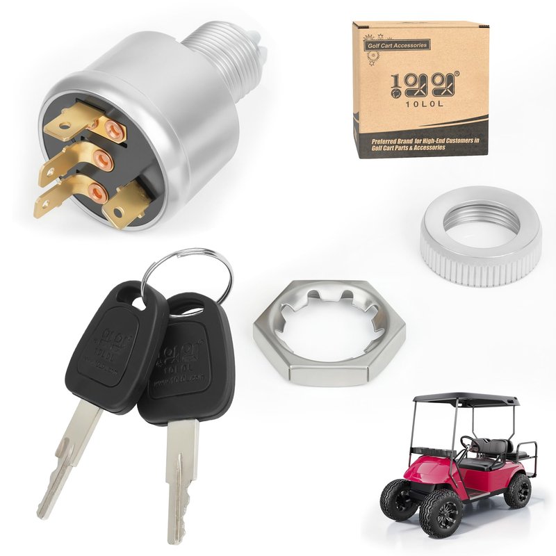 10L0L Ignition Switch for EZGO Golf Carts (1981-Up) - 4-Terminal Key Starter Switch Compatible with TXT, Workhorse, ST, Shuttle & Medalist Models - Replace OEM 33639-G01 (Standard Key)