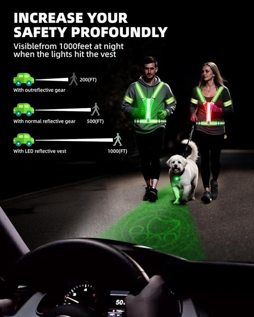 LED Reflective Vest by [Brand Name] - High Visibility Safety Gear for Running, Dog Walking & Cycling | Adjustable for Men, Women & Kids