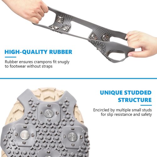 Crampons Ice Cleats for Boots Shoes Anti-Slip Spikes Snow Grips Cleats Shoe Spikes for Snow and Ice Anti-Slip Rubber Traction Cleats for Hiking Fishing Walking