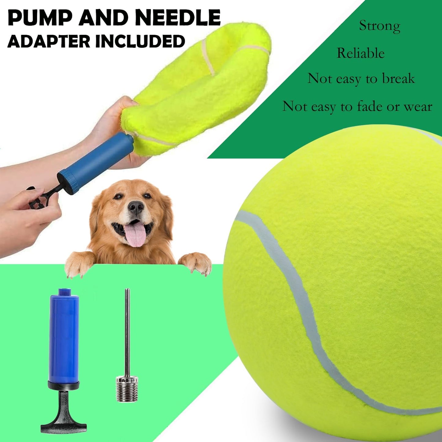 atbuym 4 Pack 9.5" Oversize Giant Tennis Ball Dog Tennis Balls Large Pet Chew Toy for Outdoor/Indoor Sports Dog Ball Gift with Needle