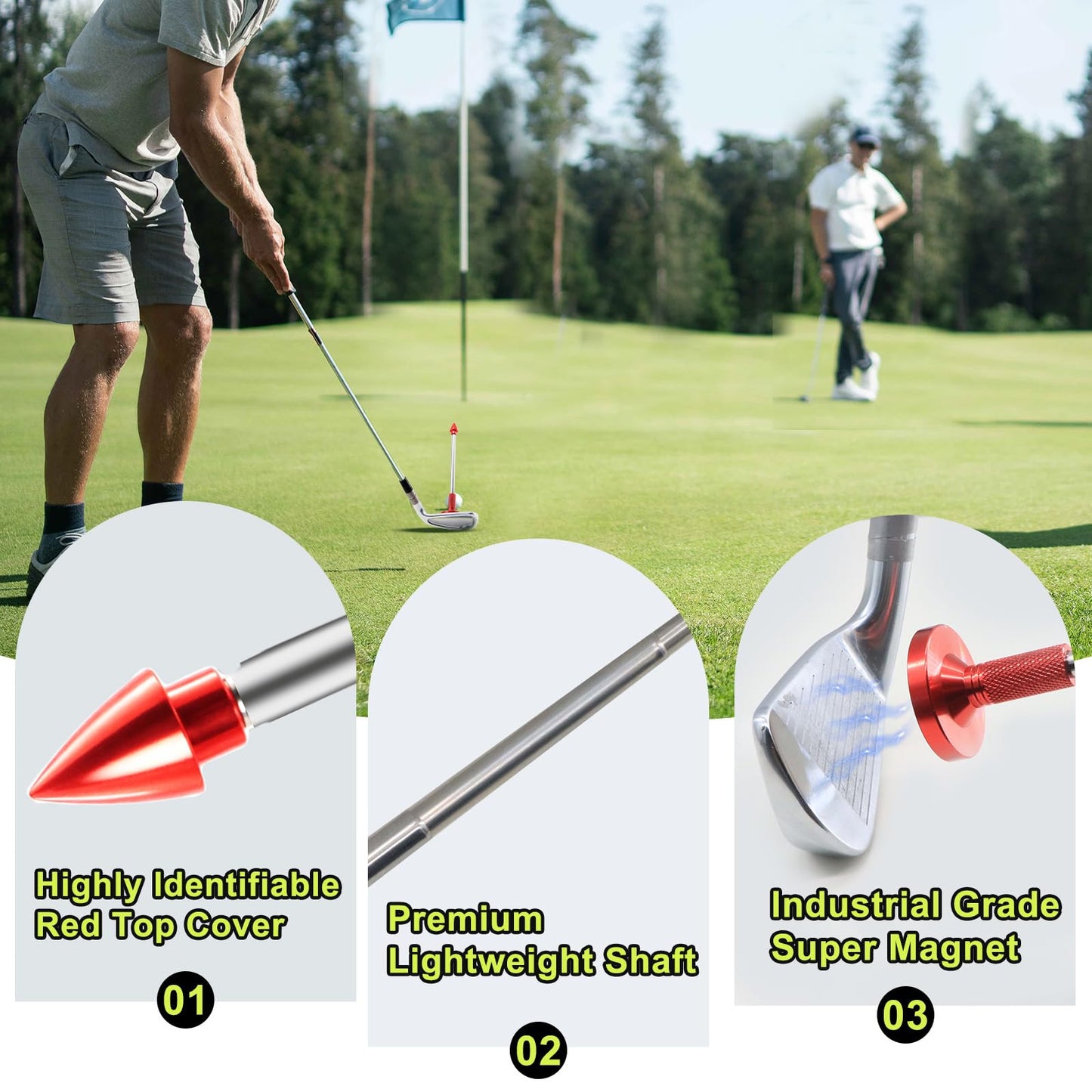 THE GOLFER STORE Golf Alignment Rods, Golf Club Alignment Stick Corrector Magnetic Golf Swing Trainer Aid Help Visualize and Align Your Golf Shot Length Adjustments