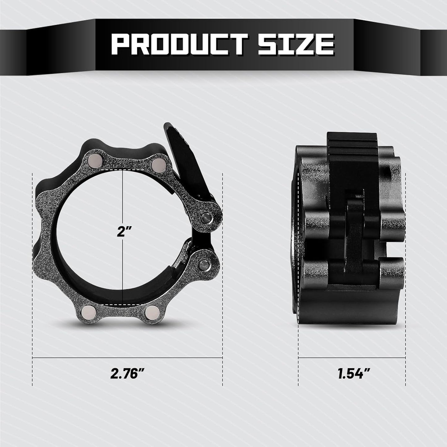 RitFit Magnetic Barbell Collars - Heavy Duty Aluminum Alloy with Quick Release & Non-Slip TPR Pads (Pair)