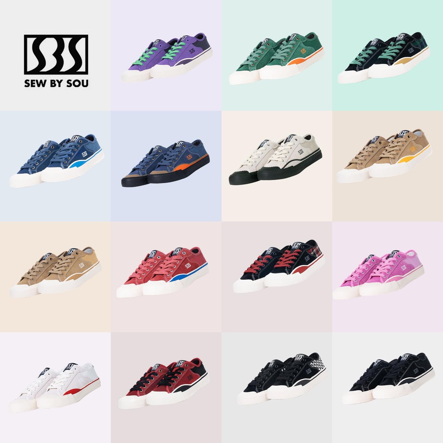 SEW BY SOU Skateboard Shoes for Men Leather Low Top Pro Skateboarding Training Casual Sneakers