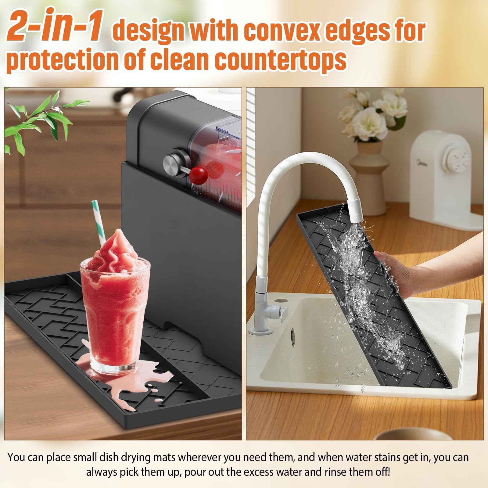 Silicone Mat for Ninja Slushie Machine&Ninja Creami- Removable 22.5"*15"*0.7" Countertop Protector Mat,Concave Convex Design, Leak-Proof and Slip-Resistant ice Gream Maker&Slushie Machine Accessories