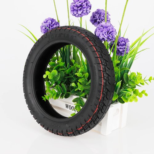 LHROPA 10" 10 x 2.125 10-inch Rubber Off-road Tubeless Tire + Straight nozzle Explosion-proof Tyre Replace for Segway Ninebot F Series (F20 F25 F30 F40) D28U Electric Kick Scooter Wheel Parts