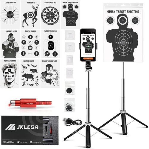 Dry Fire Laser Training System - Rechargeable 9mm/.38SPL Home Practice Kit with Free App & 10 Targets