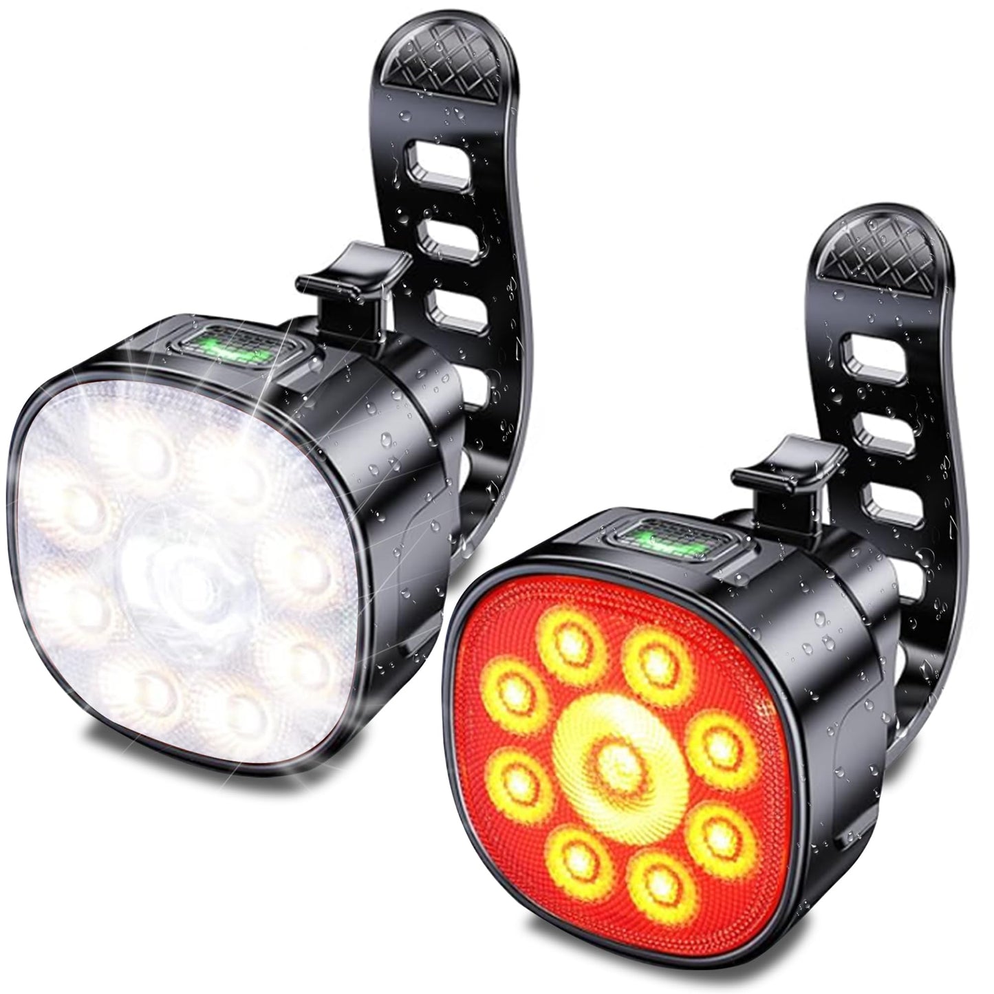 Dubluny Bike Lights Front and Back for Night Riding Safety,Super Bright Headlight and Red Rear Tail,IP65 Waterproof USB Charging,with 8 Ultra-Bright LED Beads 8+7 Lighting Modes for All Road Bicycle