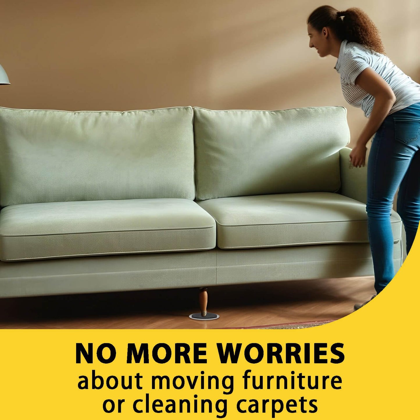 8 Pieces Furniture Sliders, 9 1/2" Sliders for Carpet Hardwood Floors Large Heavy Furniture, Reusable Heavy-Duty Gliders Movers Plastic Moving Pads Protectors (8 PCS 9 1/2" Beige)