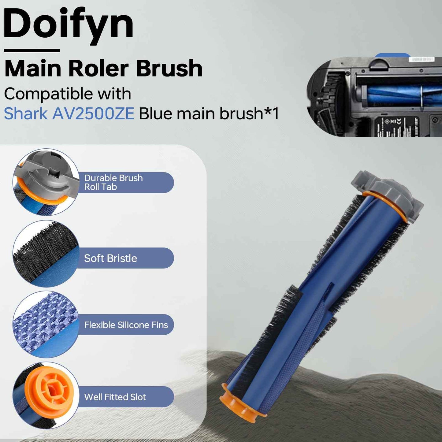 Replacement Parts Compatible with Shark AI AV2501S AV2511AE AV2501AE RV2502AE RV2610WA AV2510AOUS RV2520AOUS Robot Vacuum Cleaner, 1Main Brush, 2 motor pre-filters, 2Foam Filters, 6Side Brushes