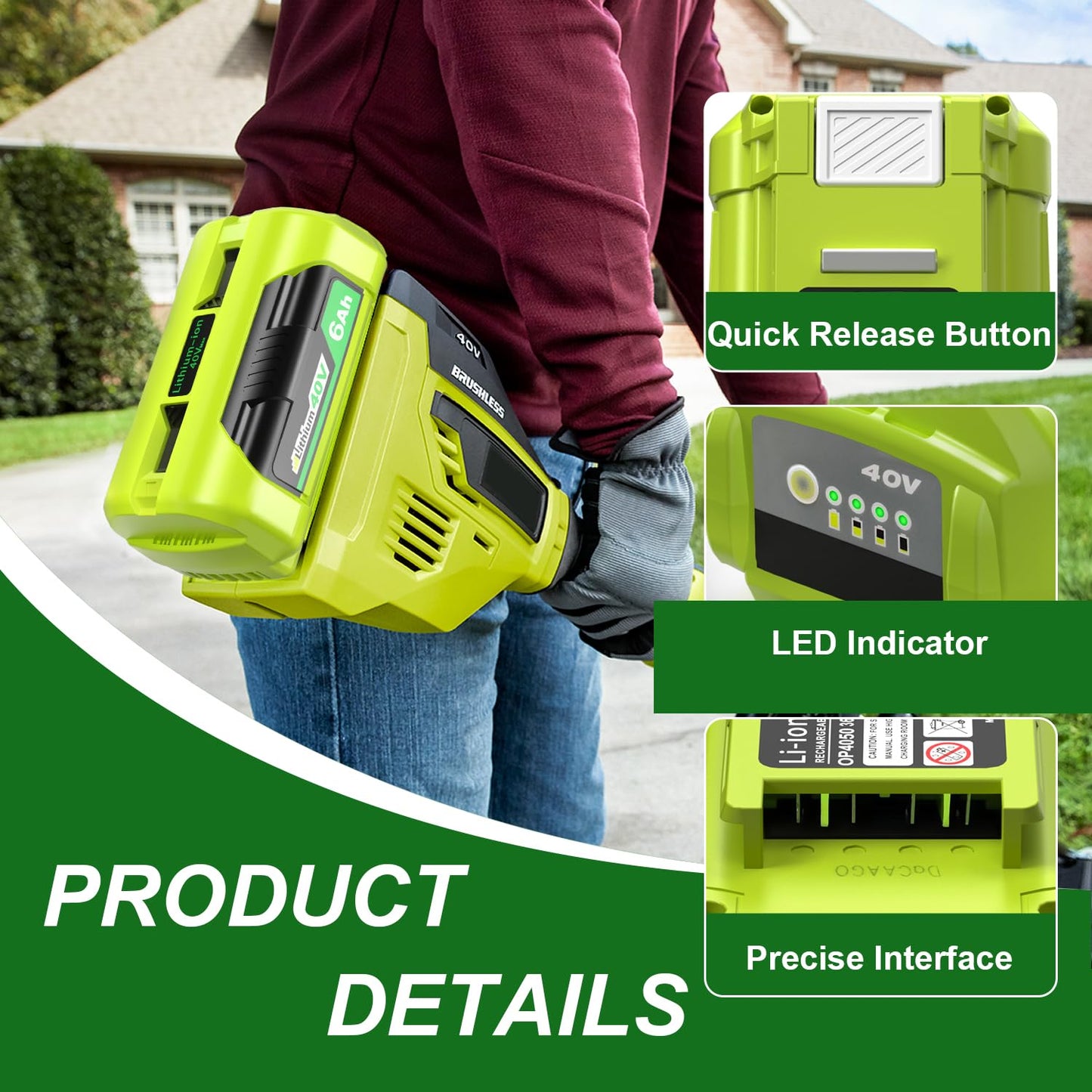 2 Pack OP4060 6.0Ah Battery Compatible with Ryobi 40V Lithium Ion Battery