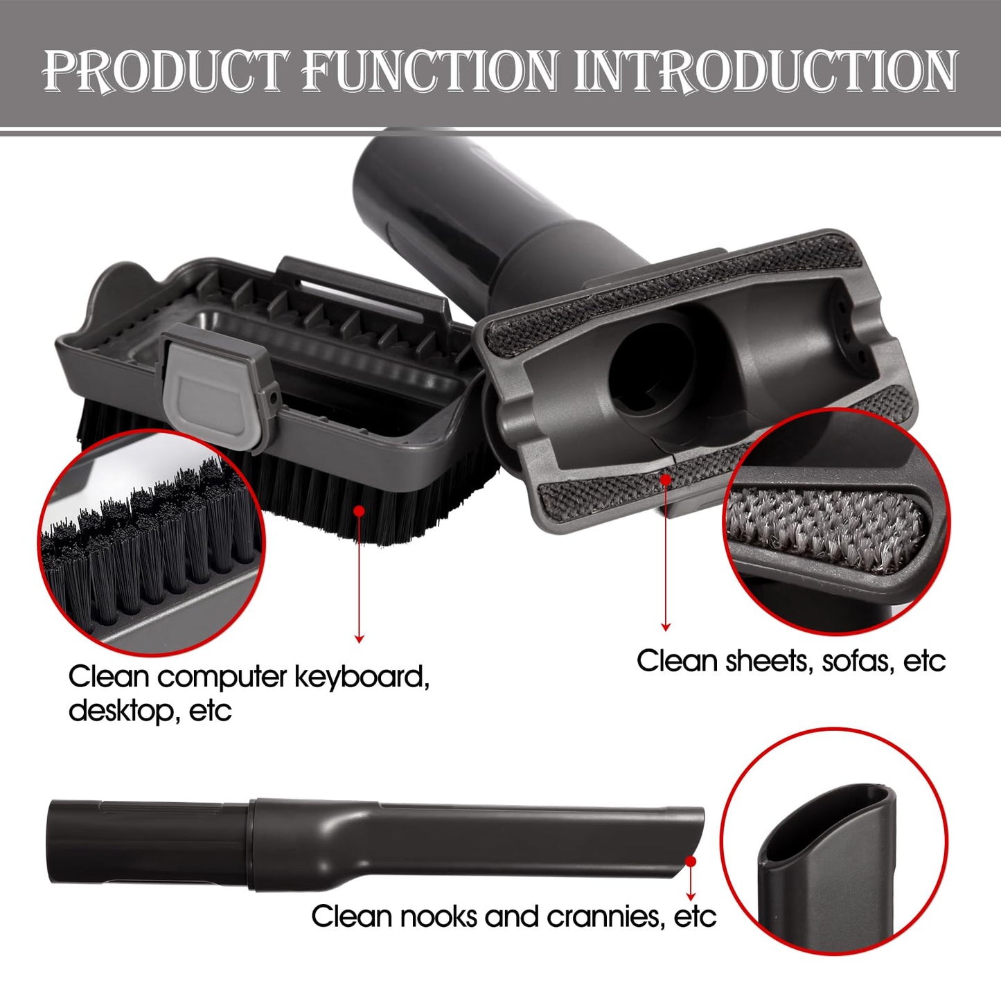 Vacuum Replacement Parts Compatible With Shark Rocket HV300 HV301 HV320 HV322 Series, Rotator NV751 NV752 NV600 NV650 NV680 NV681 Vacuum Accessories two-in-one Removable tool Brush and Slot Brush tool