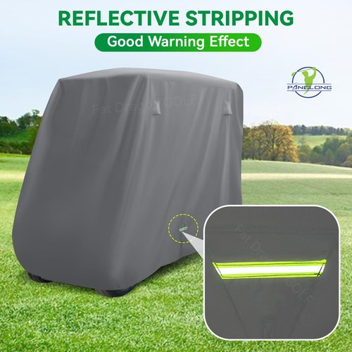 Panglong 420D Polyester Golf Cart Cover-Gray-Three Zipper Doors, Performance with Water/Wind/Sunproof, Suitable for Yamaha EZGO Club Car 2/4 Seats Cart