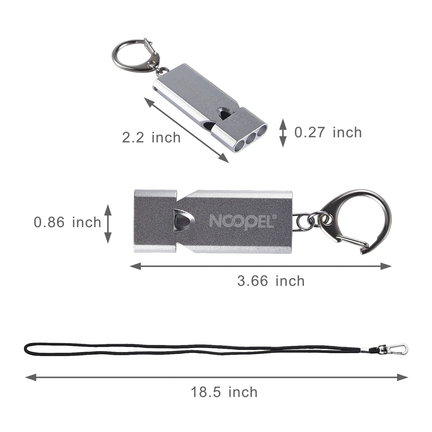 Whistle Emergency Noopel Three Tubes Survival Whistles 2 Pack with Lanyard for Hiking Camping Kayak Sports Outdoor Safety Kids Lifeguard Rescue Signaling (Silver)