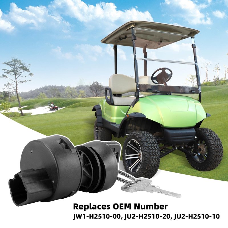 Roykaw Golf Cart Starter Ignition Key Switch Replacement Compatible with Yamaha G22/G29/Drive 2 G&E Models, 2 Positions-On/Off, No-wiring/Includes 2 Keys, OEM# JW1-H2510-00, JU2-H2510-10, JU2-H2510-20
