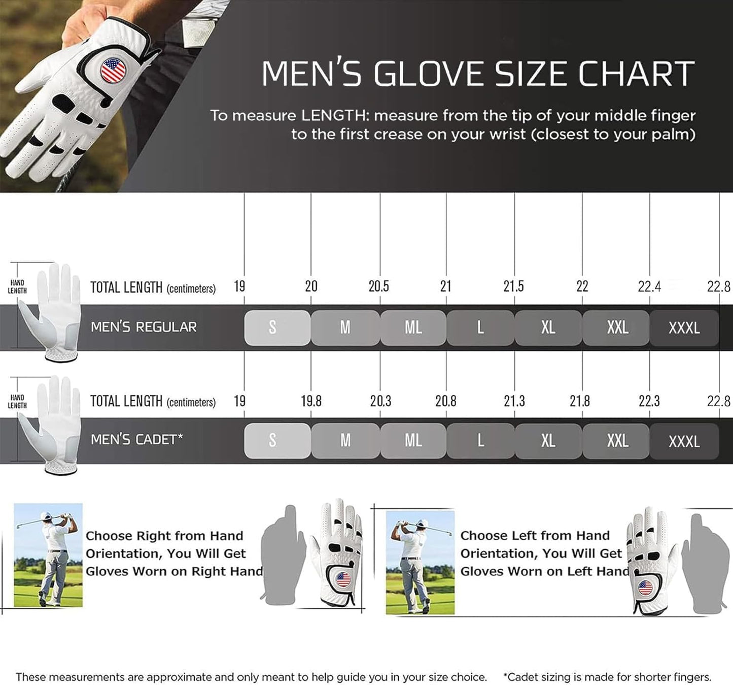 **Amy Sport Golf Gloves - Soft Leather Grip for Left/Right-Handed Golfers | 3-Pack Sizes S-3XL**