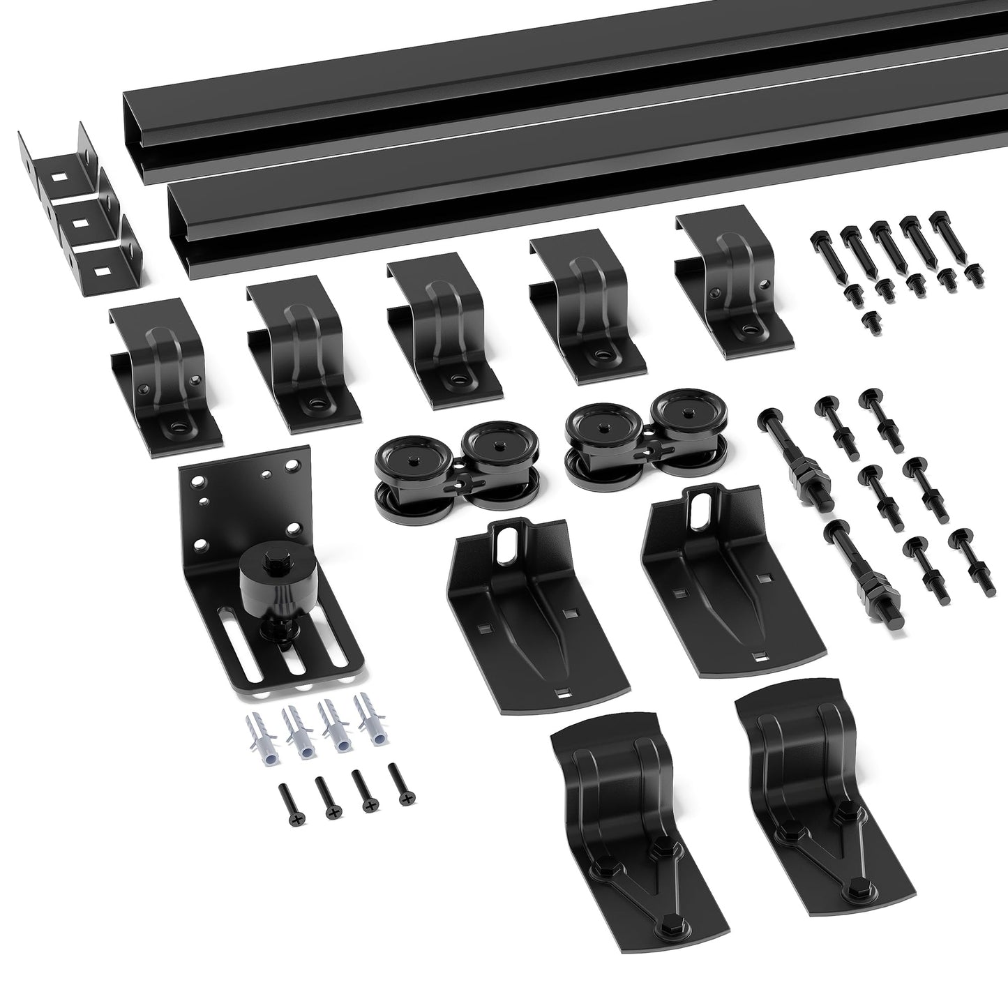 SMARTSTANDARD 6FT Box Rail Hardware - Exterior Barn Door Hardware Kit,Sliding Barn Door Hardware,Heavy Duty Wall Mount Kit,Fit Indoor and Exterior Door,Easy to Install(Widest to 36" Wide Door)