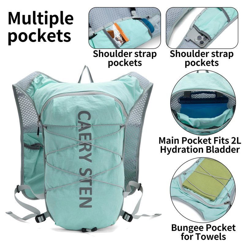 Carey STEN Hydrated Backpack, Running Vest, paired with a 1.5L Water Bag Hiking Backpack, Suitable for Running, Hiking, Marathon, and Both Men and Women (Pink, 1)