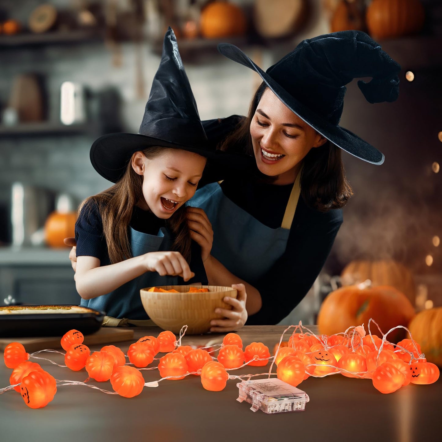 Avswdwbo Halloween Decorations Pumpkin String Lights - 20 LED 10 FT 3D Cute Waterproof Orange Jack-O-Lantern Battery Operated Lights, 2 Modes Steady/Flickering Light for Indoor Outdoor Party Decor