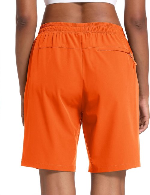 MAGCOMSEN Women's Hiking Shorts - Lightweight Quick-Dry, Water-Resistant with 3 Zipper Pockets | 8" Length